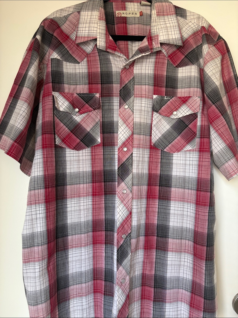 Roper Red and Black Plaid Short-Sleeve Button-Down Shirt